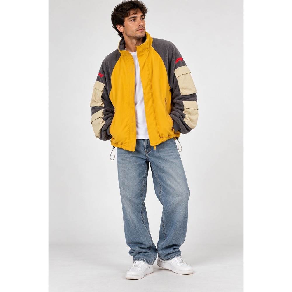 Formula 1 F1 Racing Utility Fleece Jacket Mustard Gray Gorpcore Men's L Outdoor